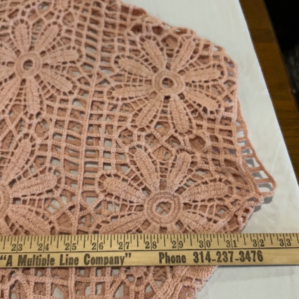 Dusty Rose Mauve Pink Crochet Floral Lace Poncho Top One Size Boho Cottagecore - Picture 5 of 9